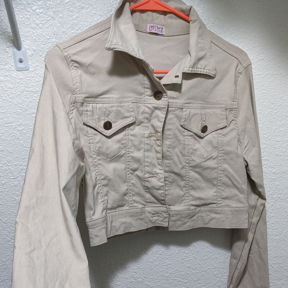 Thin white cute cropped jacket